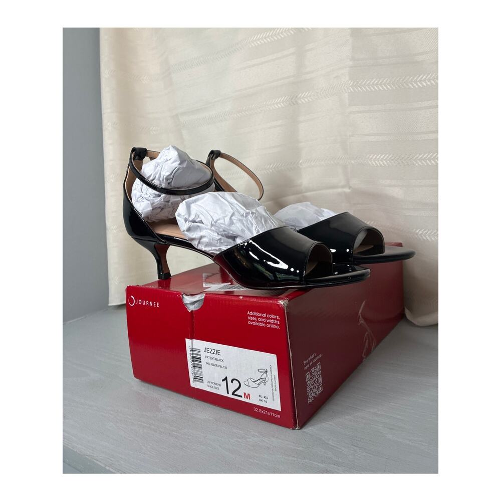 Journee Collection Jezzie Kitten Heel Sandals Black Womens Size 12M - Picture 3 of 14